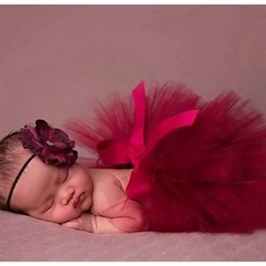 Ruby Red Flower & Tutu Newborn photography costume